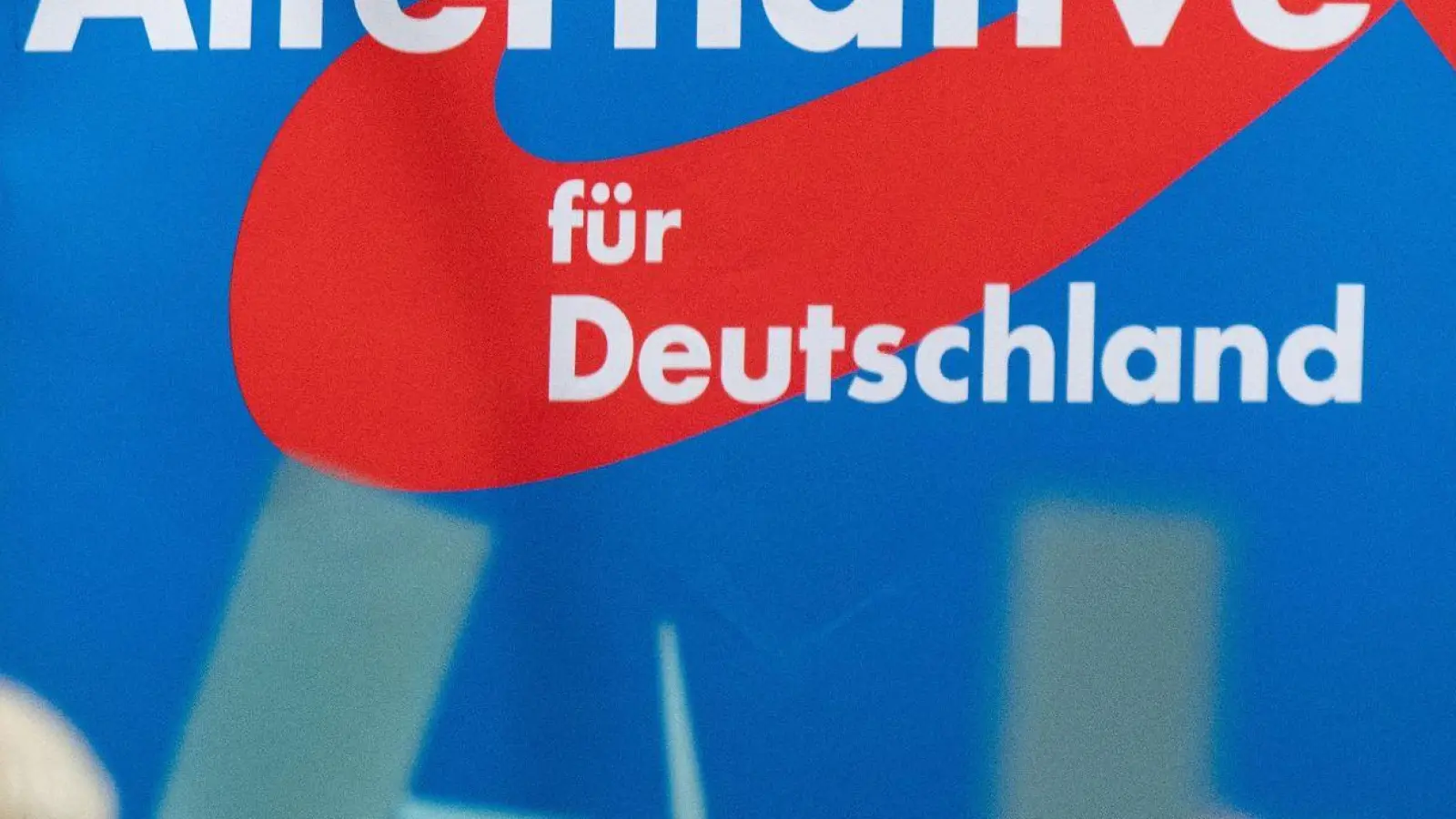 Auf einem AfD-Parteitag hängt ein Plakat mit dem Schriftzug „Alternative für Deutschland“. (Foto: Stefan Sauer/dpa/Archivbild)