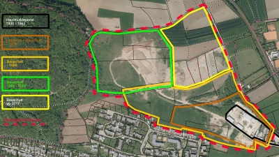 Aus dieser Übersicht wird die Historie der Deponie deutlich: Dort sind Bauschutt und Hausmüll eingelagert, teilweise übereinander. (Grafik: Stadt Ansbach)