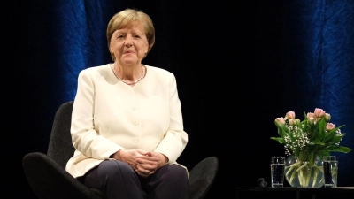 Angela Merkel spricht auf der Leipziger Buchmesse über ihr Leben. (Foto: Sebastian Willnow/dpa)