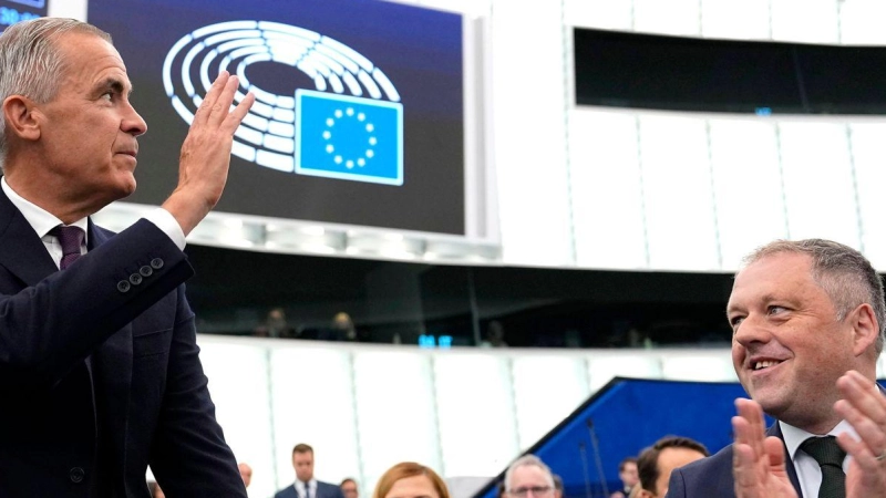 Reiste als Ehrengast zur ersten Plenartagung des Europäischen Parlaments nach der Sommerpause: Kanadas Premierminister Mark Carney. (Foto: Justin Tang/Canadian Press via ZUMA Press/dpa)