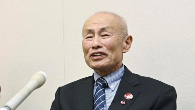 Toshiyuki Mimaki, Präsident von Nihon Hidankyo, reagierte bewegt auf die Bekanntgabe. (Foto: Moe Sasaki/Kyodo News/AP/dpa)