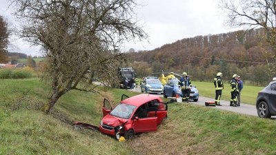 Aufgrund eines Hustenanfalls landete eine 66-Jährige mit ihrem Auto im Graben. (Foto: Andreas Reum)