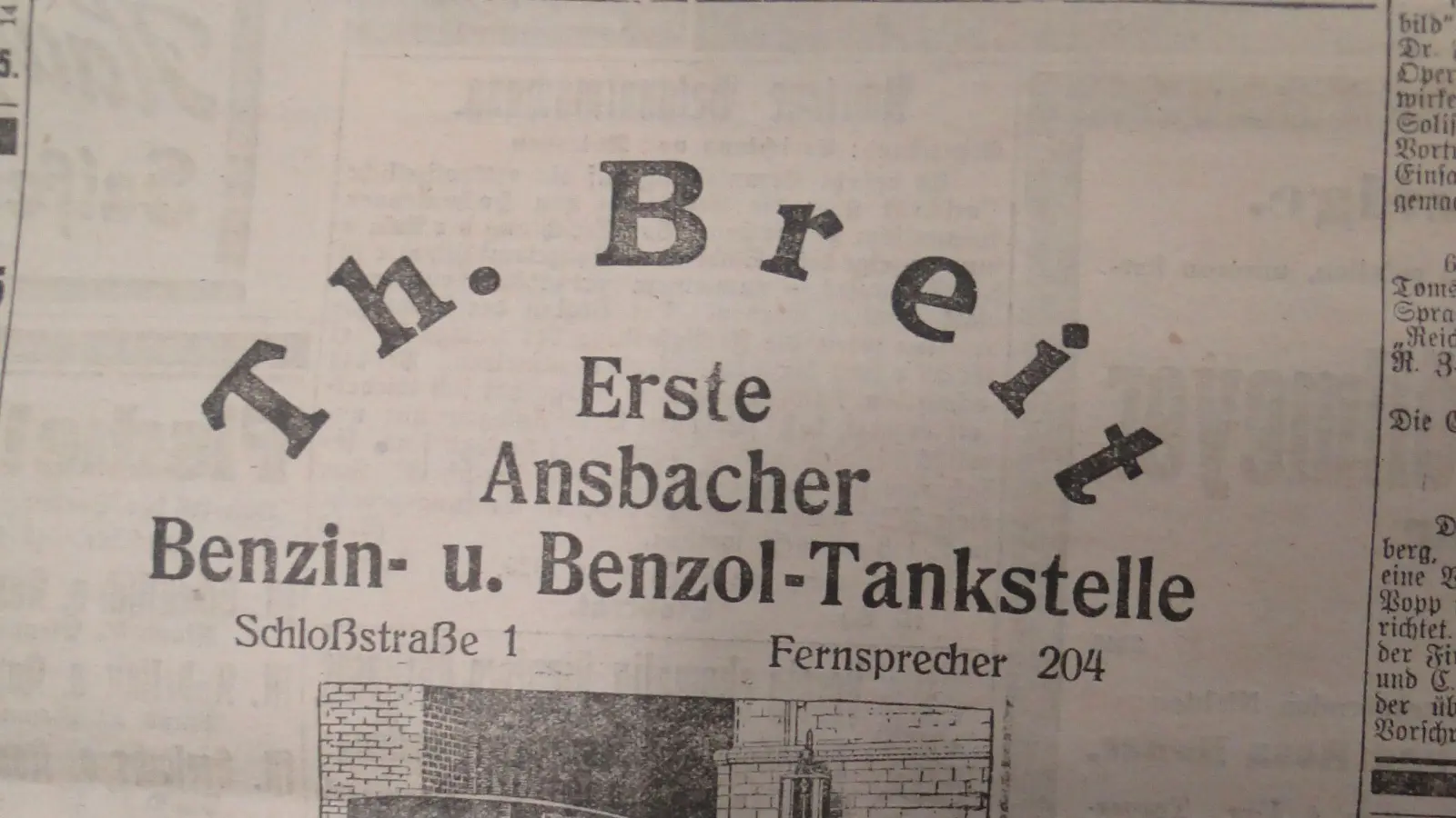 Anzeige der Firma Breit für die neue Tankstelle in der Schloßstraße 1. (Repro: Winfried Vennemann)