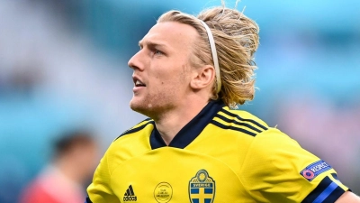 Schwedens Emil Forsberg bejubelt ein Tor. (Foto: Kirill Kudryavtsev/AFP Pool/AP/dpa)