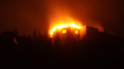 Das Kehlsteinhaus am Obersalzberg bei Berchtesgaden ist bei einem Brand völlig zerstört worden.  (Foto: --/Kilian Pfeiffer/dpa)