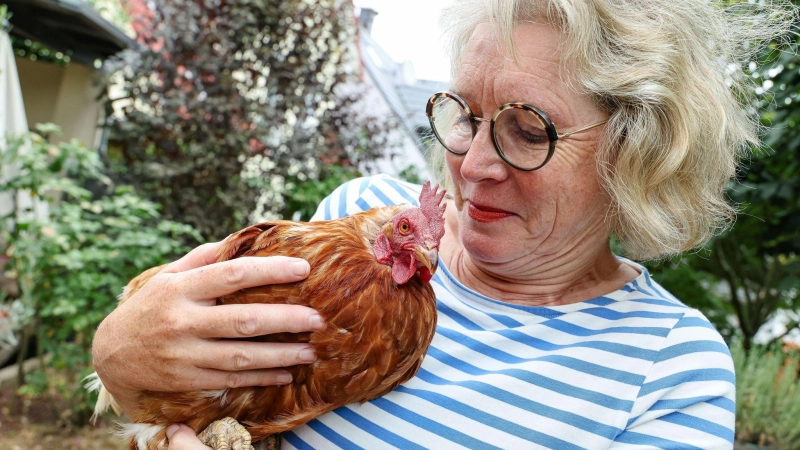 Ursula Höfling hält seit Jahren Hennen. (Foto: Daniel Löb/dpa)