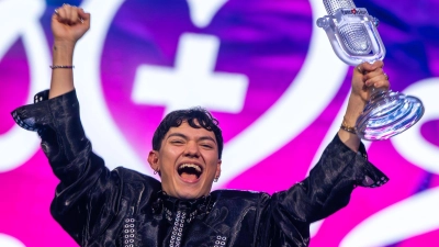 JJ aus Österreich gewann den ESC 2025 - ein Event mit Rekord-Reichweite. (Foto: Jens Büttner/dpa)