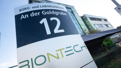 Ob der Milliardengewinne in der Pandemie wurde schon viel über die Adresse des Firmensitzes von Biontech gewitzelt. Das Unternehmen sitzt in Mainz in der Straße „An der Goldgrube“. (Archivfoto) (Foto: Sebastian Gollnow/dpa)