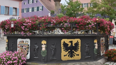 Nicht wegzudenken vom Marktplatz in Feuchtwangen ist der Röhrenbrunnen. Er steht dort inzwischen bereits seit 300 Jahren. (Foto: Erich Herrmann)