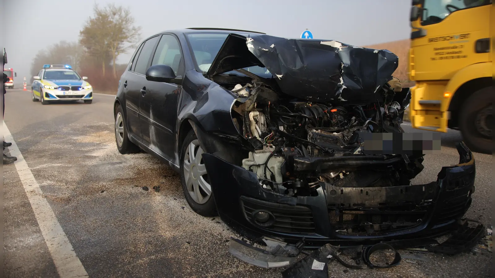 Zu einem Unfall ist es am Mittwochvormittag zwischen Lehrberg und Ansbach gekommen. (Foto: NEWS5 / Markus Zahn)