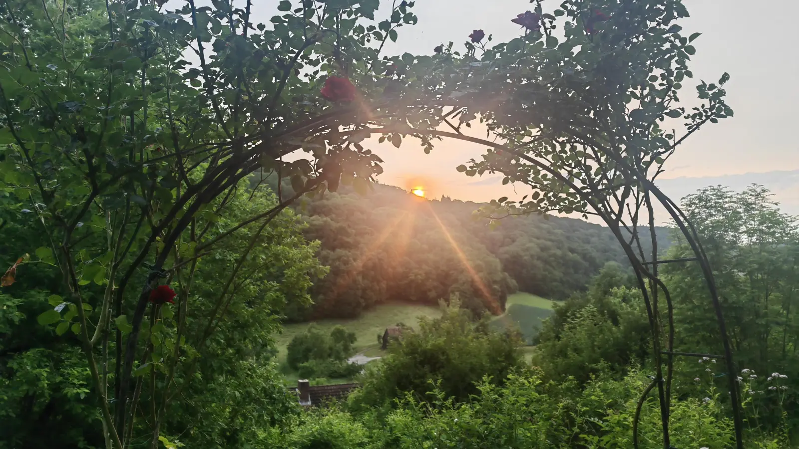 Sonnenbogen, ein Sonnenuntergang über dem Taubertal – gesehen in Bettwar. (Foto: Gerhard Sättler)