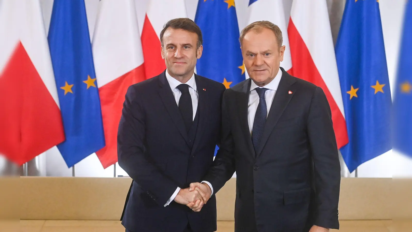 Macron und Tusk beraten über Ukraine.  (Foto: Piotr Nowak/PAP/dpa)