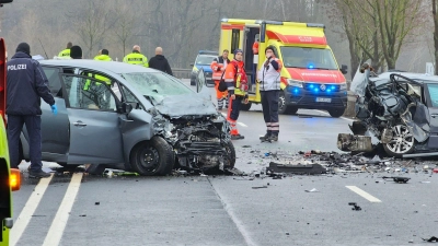 Bei dem schweren Unfall auf der B87 in Nordsachsen sind mehrere Menschen ums Leben gekommen. (Foto: Tobias Junghannß/Tnn/dpa)