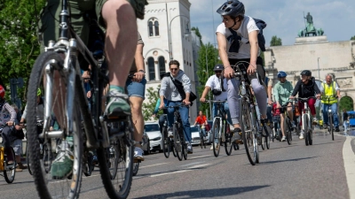 An der Münchner Radlsternfahrt nahmen laut Polizei etwa 5.500 Menschen teil.  (Foto: Stefan Puchner/dpa)