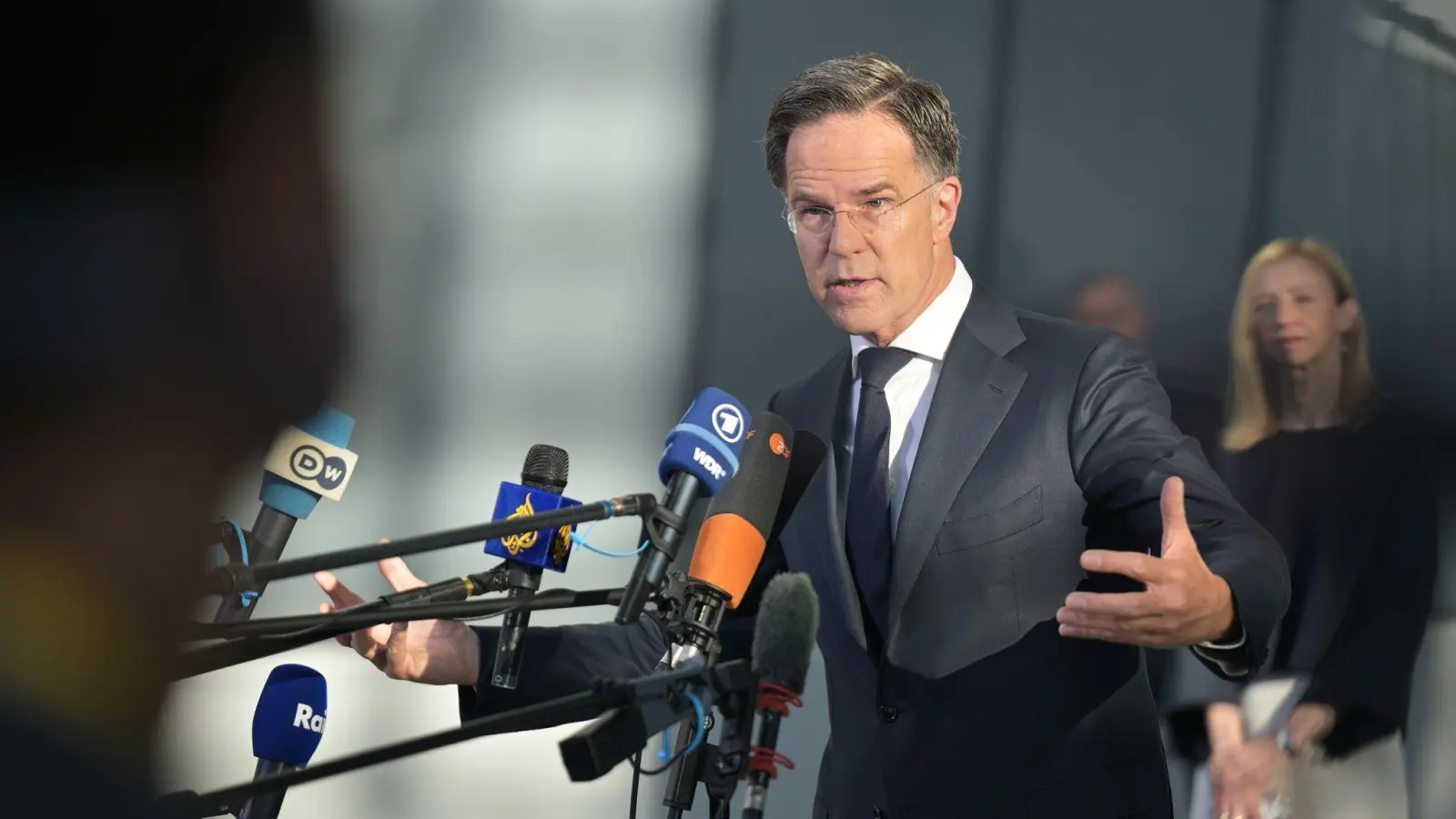 Rutte spricht von der Nato 3.0. Dazu gehört eine stärkere Rolle Europas in dem Verteidigungsbündnis. (Foto: Malin Wunderlich/dpa)