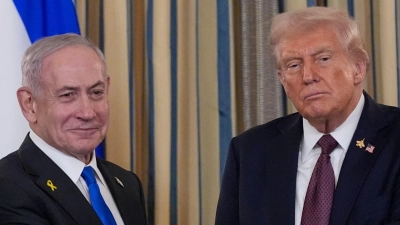 Trump und Netanjahu sprachen im Weißen Haus.  (Foto: Alex Brandon/AP/dpa)