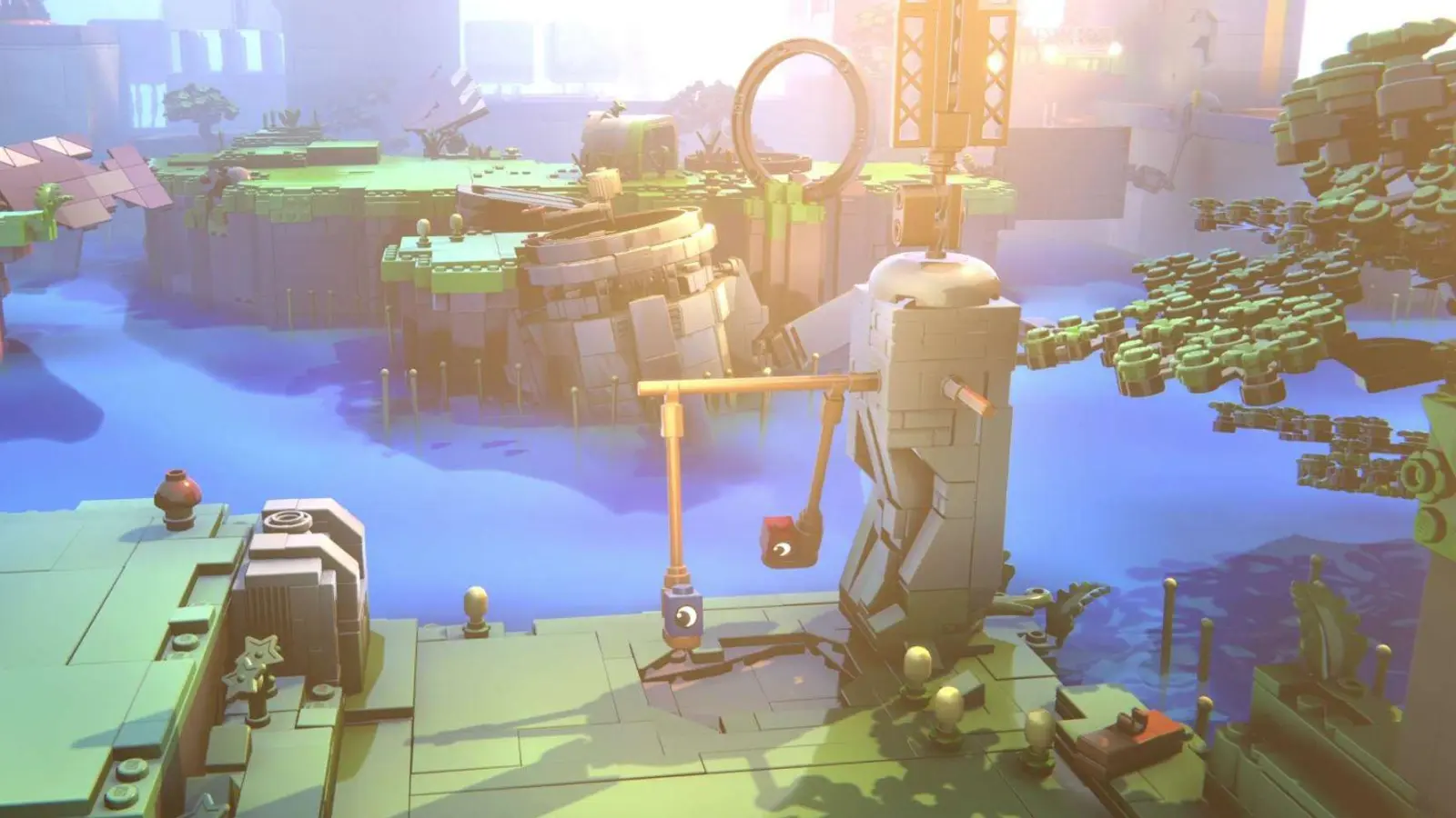 „Lego Voyagers“ bricht mit der Tradition der Lego-Spiele: Anstelle von Minifiguren übernimmt man die Kontrolle über zwei lebendige Legosteine, einen roten und einen blauen. (Foto: Light Brick Studio/Annapurna Interactive/dpa-tmn)