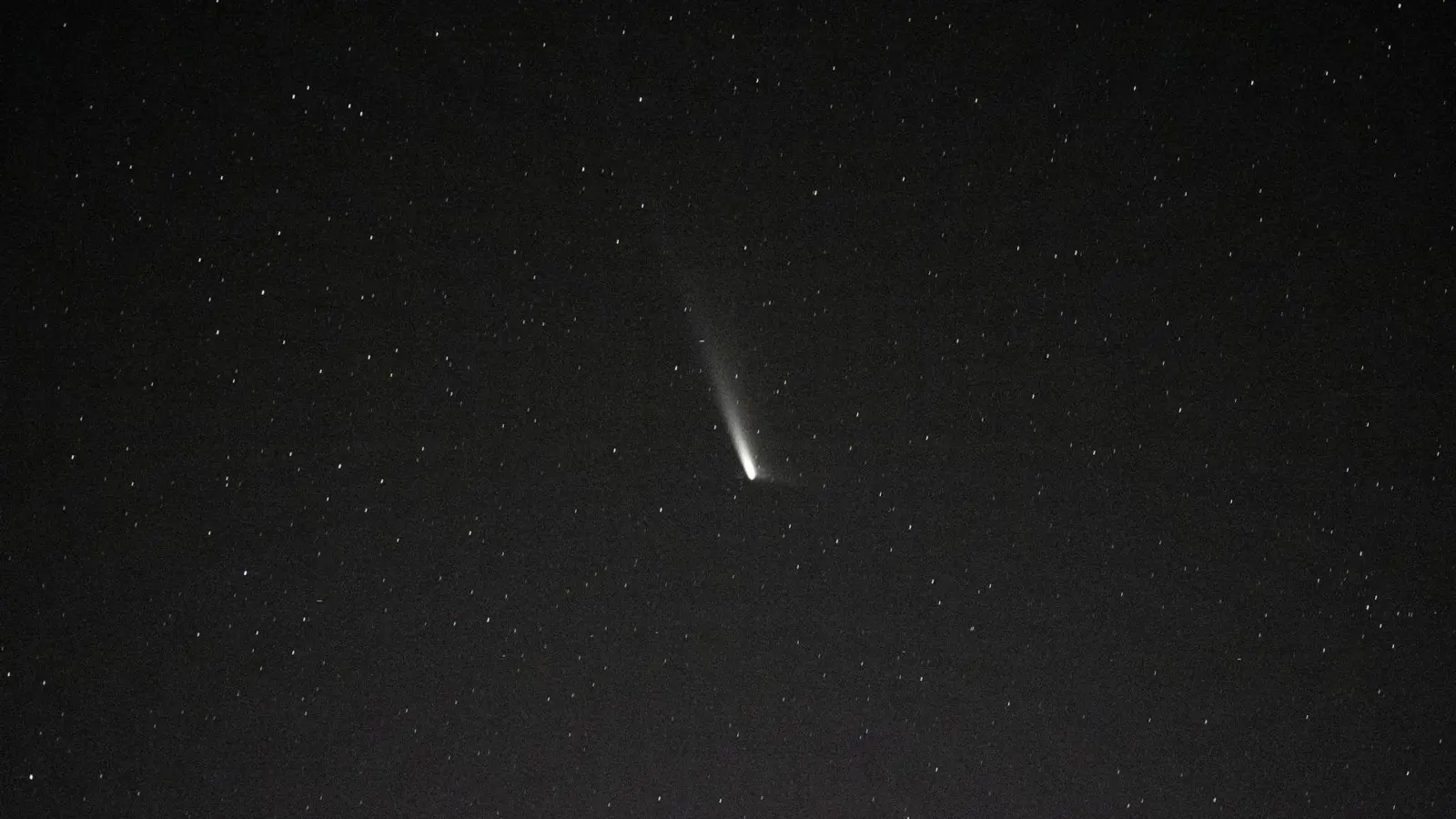 Am Wochenende und zu Wochenbeginn lässt sich besonders gut das seltene Schauspiel eines mit langem Schweif vorbeiziehenden Kometen sehen.  (Foto: Matthew Dominick/NASA/JSC/dpa)