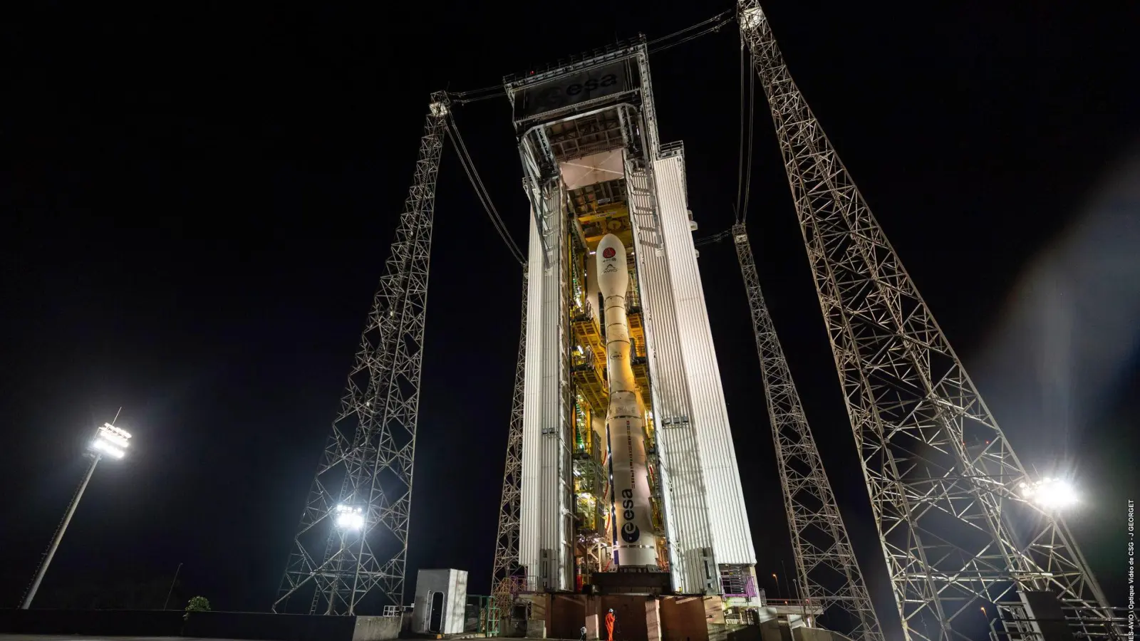 Eine Vega-C-Rakete nahm den Satelliten an Bord. (Foto: J Georget/Esa/dpa)