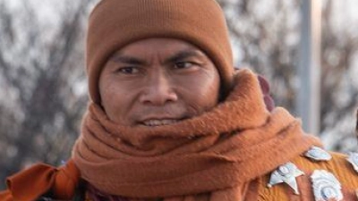 Walk of Peace in den USA; Buddhistische Mönche marschieren für den inneren Frieden von Texas nach Washington.  (Foto: Andrew Leyden/ZUMA Press Wire/dpa)