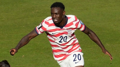 Folarin Balogun brachte die USA in Führung. (Foto: Jeff Chiu/AP/dpa)