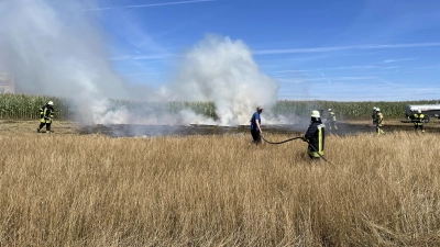 Eine Fläche nahe der Staatsstraße bei Elpersdorf fing am Donnerstag Feuer. (Foto: Udo Schwarzbeck)