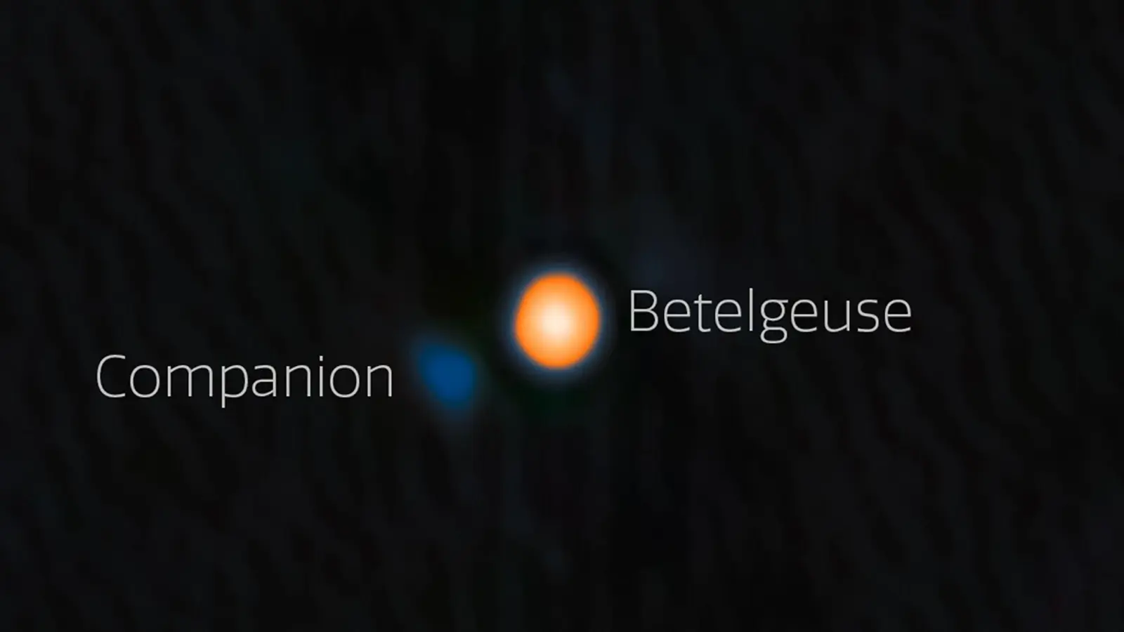 Astronomen haben wahrscheinlich einen Begleitstern von Beteigeuze (englisch: Betelgeuse) entdeckt. Der Begleitstern erscheint hier blau. (Foto: --/International Gemini Observatory/NOIRLab/NSF/AURA/dpa)