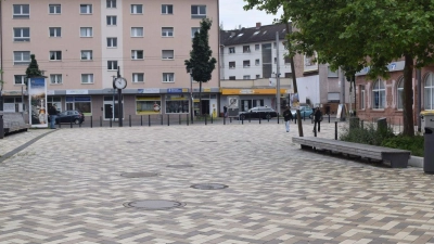 Der Marktplatz in Mannheim-Rheinau. (Foto: Rene Priebe/dpa)