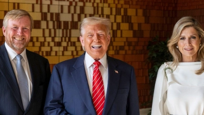 Nach dem gemeinsamen Dinner frühstückte Donald Trump auch mit dem Königspaar. (Foto: Frank van Beek/Pool ANP/AP/dpa)