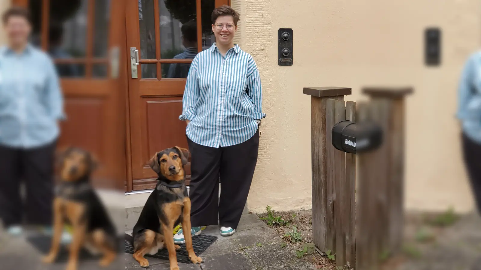 Rebecca Schüler vor der Tür des Pfarrhauses in Linden, in das sie gerade eingezogen ist. (Foto: Ulli Ganter)