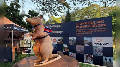 Magawas Denkmal steht im Zentrum der Kleinstadt Siem Reap.  (Foto: Carola Frentzen/dpa)