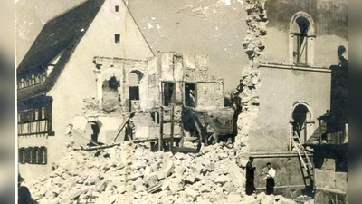 Historische Aufnahme der zerstörten Synagoge in Feuchtwangen aus dem Jahr 1939. (Repro: Erich Herrmann)