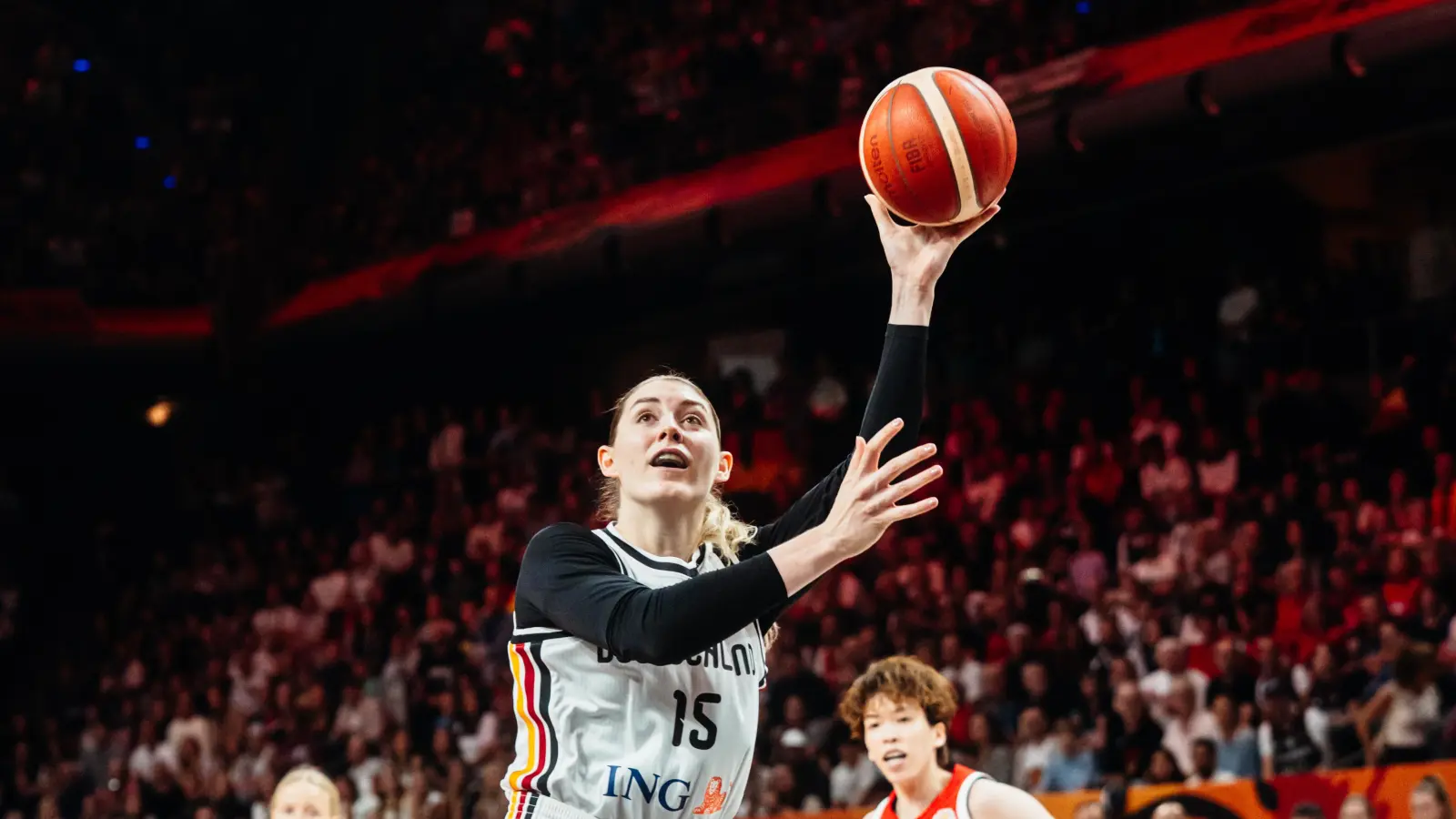 Luisa Geiselsöder (hier in einem Vorrundenspiel) war gegen Belgien vor allem in der Schlussphase gefordert. (Foto: DBB/Demirel)