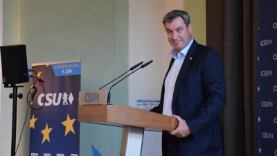 Markus Söder beim CSU-Europaempang in der Ansbacher Orangerie  (Foto: Philipp Zimmermann)