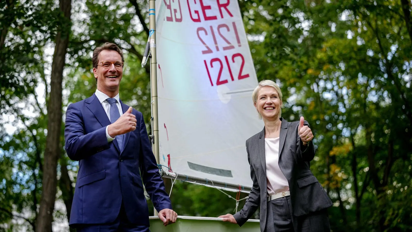 Hendrik Wüst und Manuela Schwesig bei einem Termin. (Foto: Kay Nietfeld/dpa)