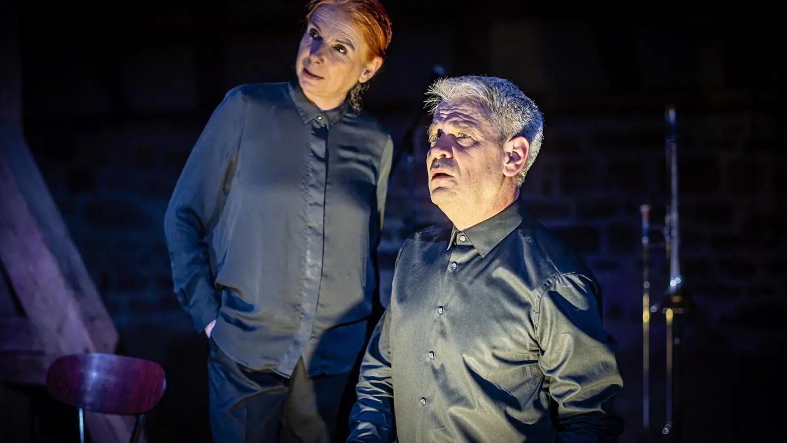 Anette Daugardt und Uwe Neumann zeigten bei ihrer Inszenierung von „1984” die Aktualität von Orwells Meisterwerk auf. (Foto: Andreas Kunkel)