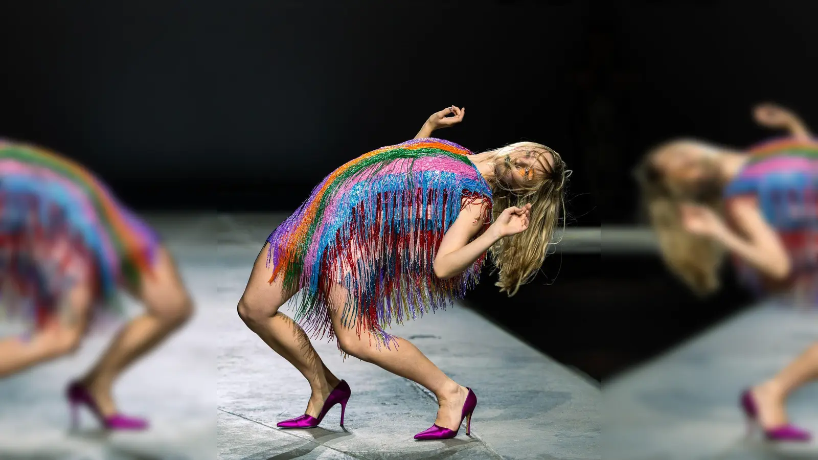 Multicolor-Laufstegkunst: Die London Fashion Week ist da. (Foto: Lounis Tiar/SOPA Images via ZUMA Press Wire/dpa)