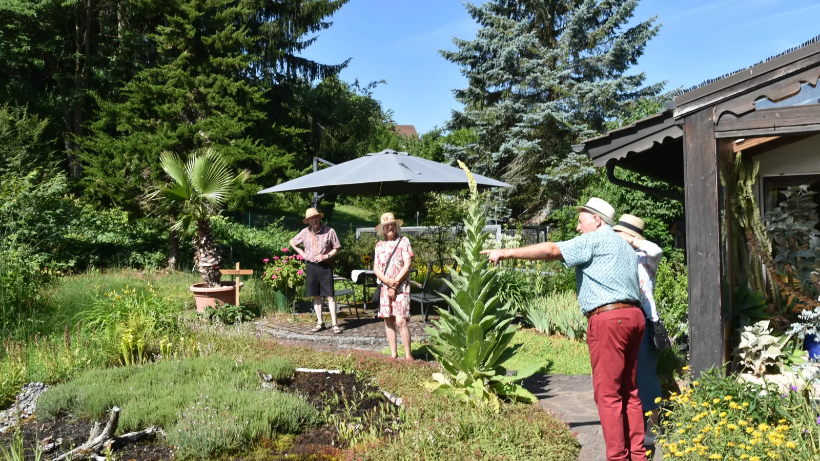 Im großflächigen Anwesen von Friedrich Dornauer (rechts) waren auch verschiedene Moore zu sehen. An dieser Stelle befinden sich ein Kalkflachmoor und ein Saures Moor. (Foto: Anita Dlugoß)
