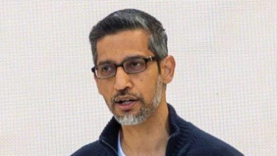 Google-Chef Sundar Pichai spricht über Gemini, Googles Antwort auf ChatGPT und Co. (Foto: Andrej Sokolow/dpa)