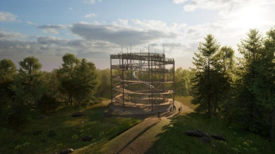 Herzstück des Erlebnisparks ist der Nautilus Tower, welcher mit 20 Metern Höhe eine gute Aussicht bietet. (Foto: Owl Creek Landing/dpa-tmn)