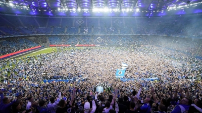 HSV-Fans stürmen nach dem Spiel den Rasen - dabei kam es auch zu Verletzungen.  (Foto: Marcus Brandt/dpa)