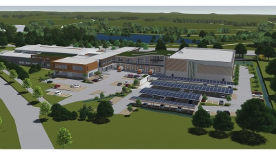 Die Firma Brothaus wächst am Stammsitz in Burgbernheim: Eine neue Logistikhalle wird in Zukunft die bestehenden Räume (links) mit der neuen Backstube und Lagerhalle verbinden. (Grafik: Architekturbüro PS Planung + Service GmbH)