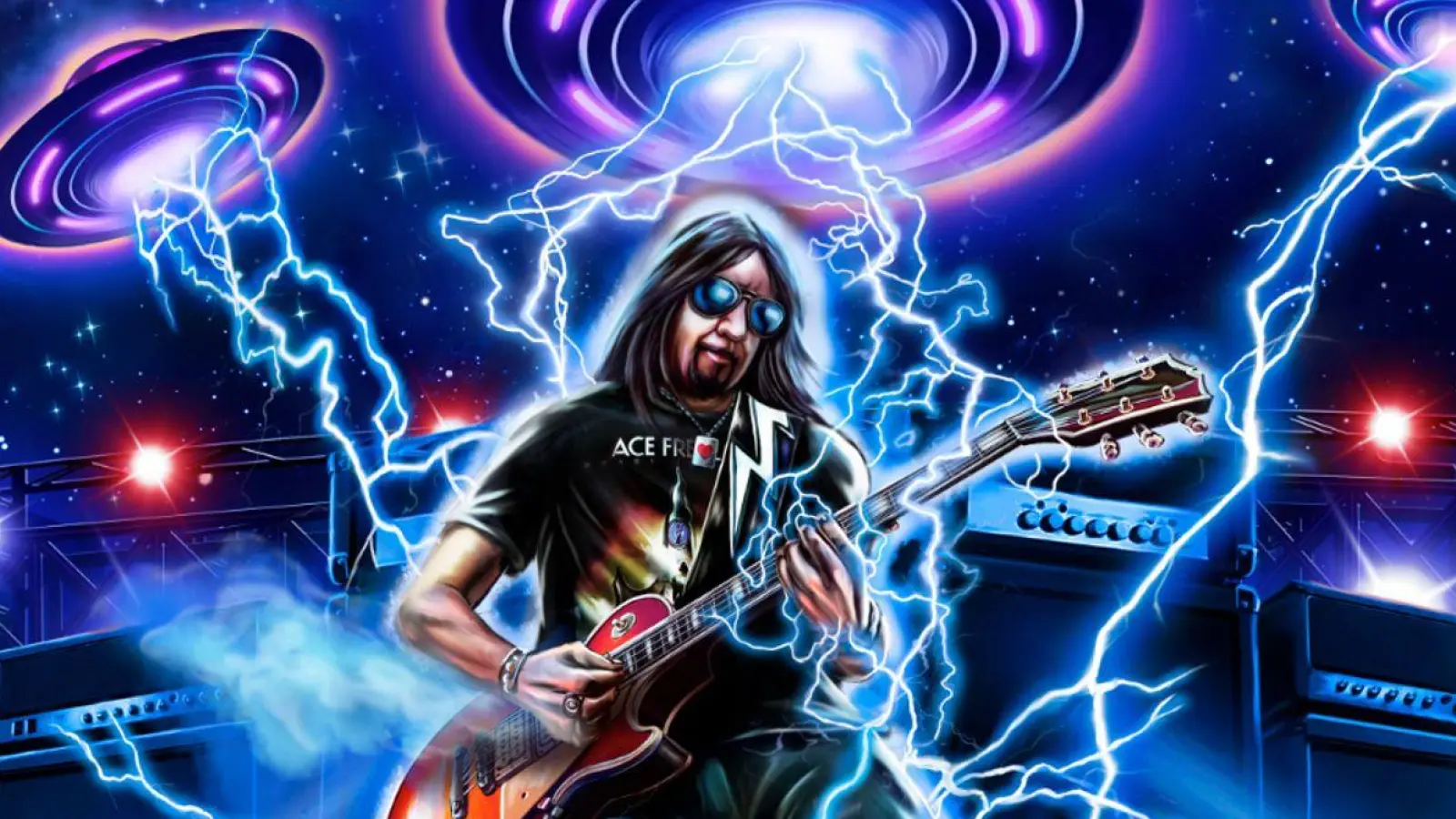 „10,000 Volts“ heißt das neue Album von Ace Frehley. (Foto: Jayme T/Coverartwork: Ubk/dpa)