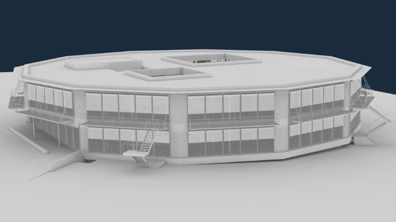 Rund 45 Meter Durchmesser soll das neue Bürogebäude am Ortsausgang in der Weidenbacher Straße haben. (Foto: Geiselmann + Hauff GmbH Architekten und Ingenieure)