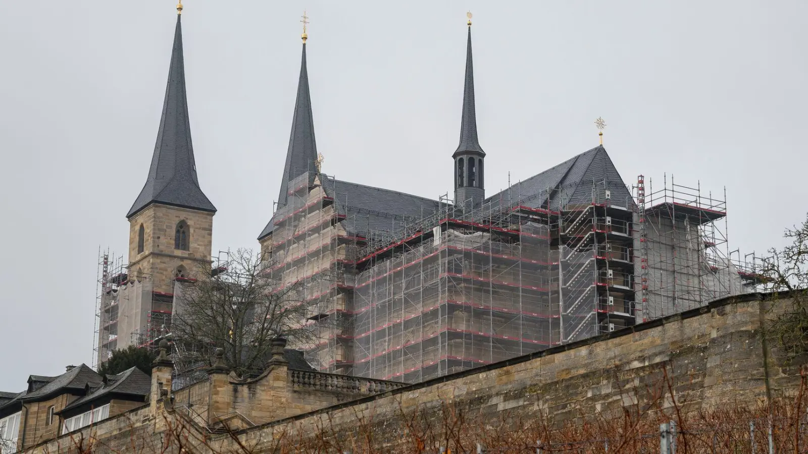 Seit 2009 wird der Weinberg unterhalb der Klosteranlage am Bamberger Michaelsberg wieder bewirtschaftet. (Foto: Daniel Vogl/dpa)