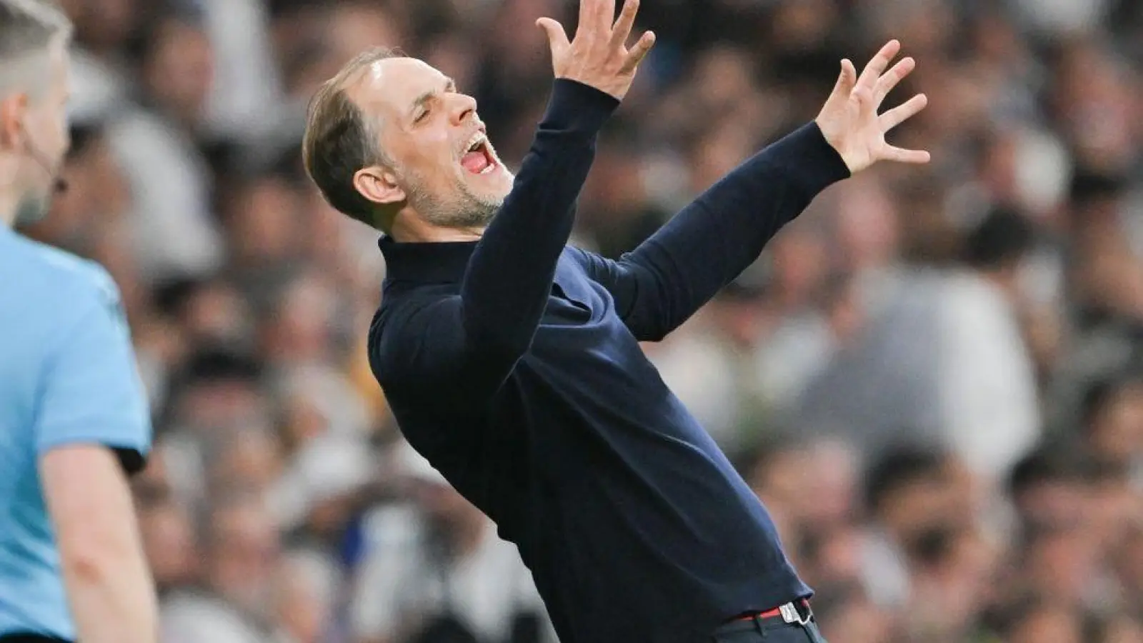 War mit der Schiedsrichterleistung sichtlich unzufrieden: Thomas Tuchel. (Foto: Peter Kneffel/dpa)