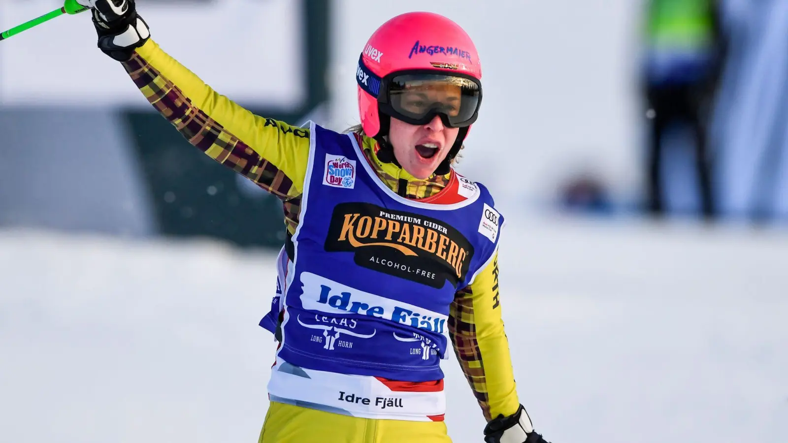 Heidi Zacher aus Deutschland jubelt über ihren Sieg. (Foto: Pontus Lundahl/TT NEWS AGENCY/dpa/Archivbild)