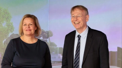 Bundesinnenministerin Faeser hat das Bundesamt für Kartographie und Geodäsie im Februar besucht. (Archivbild) (Foto: Jörg Halisch/dpa)