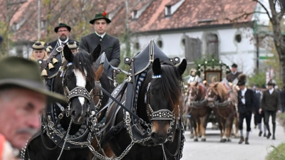 Dutzende Reiter, Musikkapellen und knapp 50 festlich geschmückte Pferdegespanne zogen am Vormittag durch den Ort. (Foto: Uwe Lein/dpa)