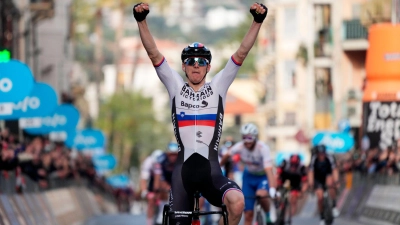 Siegte als erster Slowene bei Mailand-Sanremo: Matej Mohoric. (Foto: Gian Mattia D'alberto/LaPresse/AP/dpa)